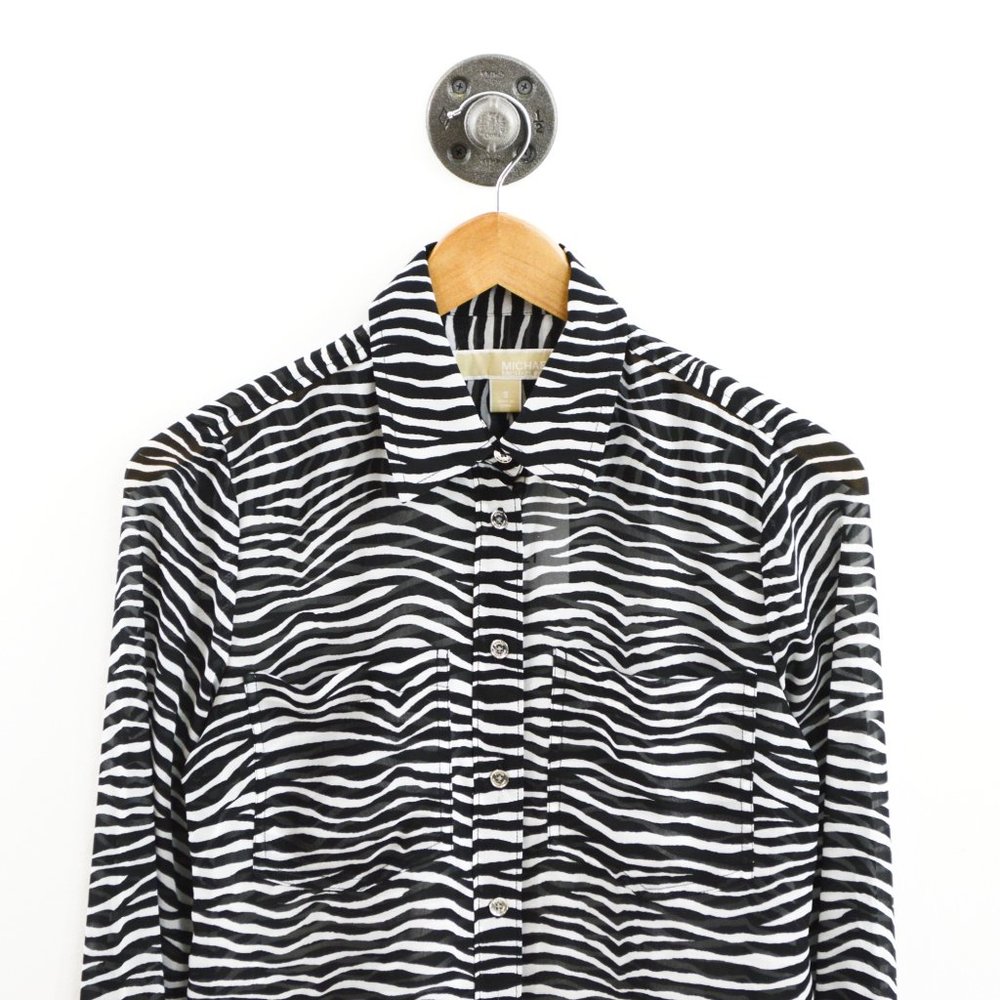 Michael Michael Kors Zebra Print Button Down #121… - image 2